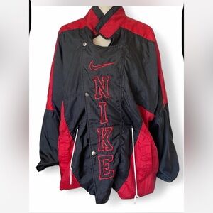 Vintage Nike Windbreaker Jacket Men's XL - Black & Red - Broken Zipper & Button